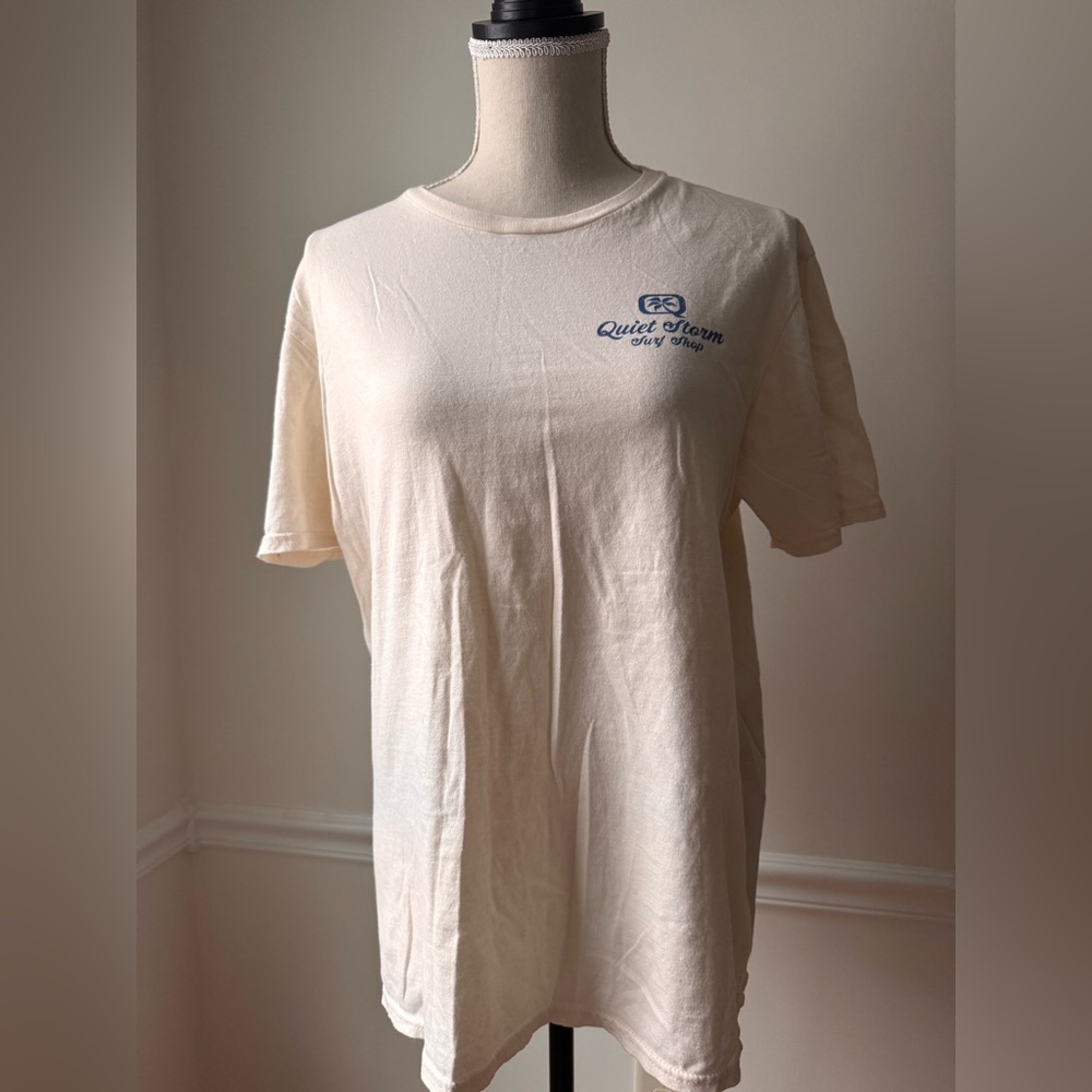 Gildan Quiet Storm Cream Myrtle Beach Surf Shop 100% Cotton T Shirt Size L